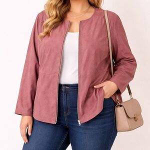 Women's Plus| Mauve Zip Up Jacket Blazer| BB-Dsst-209